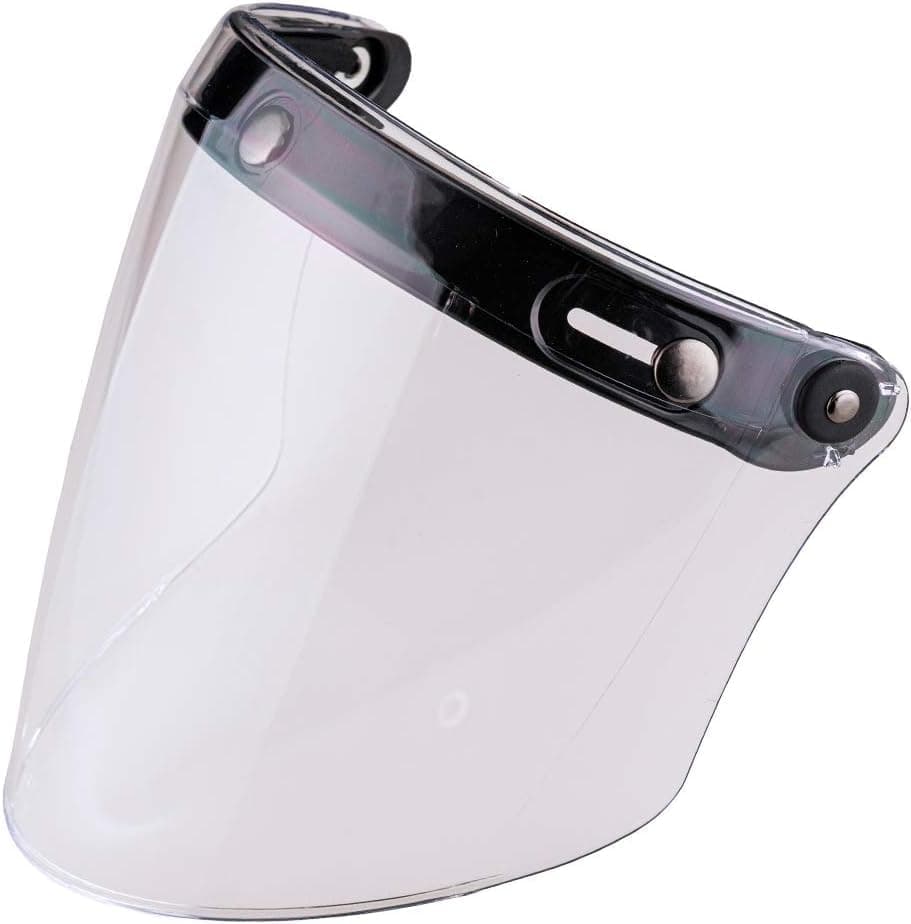 VCOROS Universal 3-Snap Flip Up Visor Shield Lens for Retro Open Face Motorcycle Helmet (Clear)