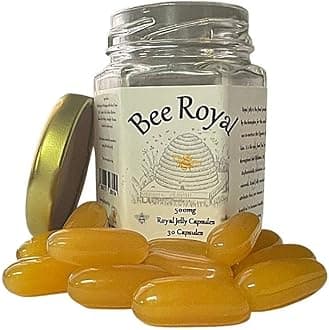 Bee Royal - 500mg Fresh Royal Jelly Capsules - 30 Capsules of 100% Fresh Queen's Jelly NOT Freeze Dried Extract - Supports Immune System, Energy Management, Reduces Tiredness & Fatigue, Fertility