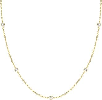 14K White Gold Plated Station Necklace | Simulated Diamond BTY Necklace | Womens CZ Chain Necklace | Layering Necklaces