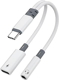 Vcddom USB C to 3.5mm Headphone and Charger Adapter, 2 in 1 USB C to Aux Audio Jack with 60W PD Fast Charging Dongle Cable Cord Compatible with iPhone 17/16/15, Galaxy S25/S24/S23, Google Pixel 10/9