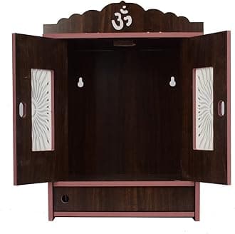 MDF Wooden Temple with Doors | Traditional Mandir for Home Pooja | Decorative Wooden Mandir with Storage (512)