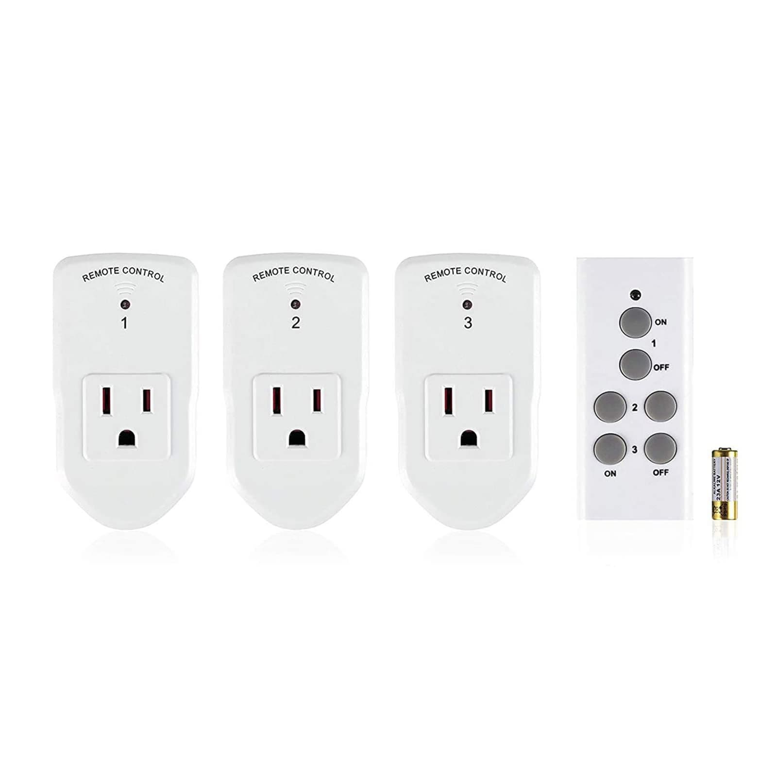 BN-LINK Century Wireless Remote Control Electrical Home Outlet Switch Appliance, White (learning code, 3rx-1tx)