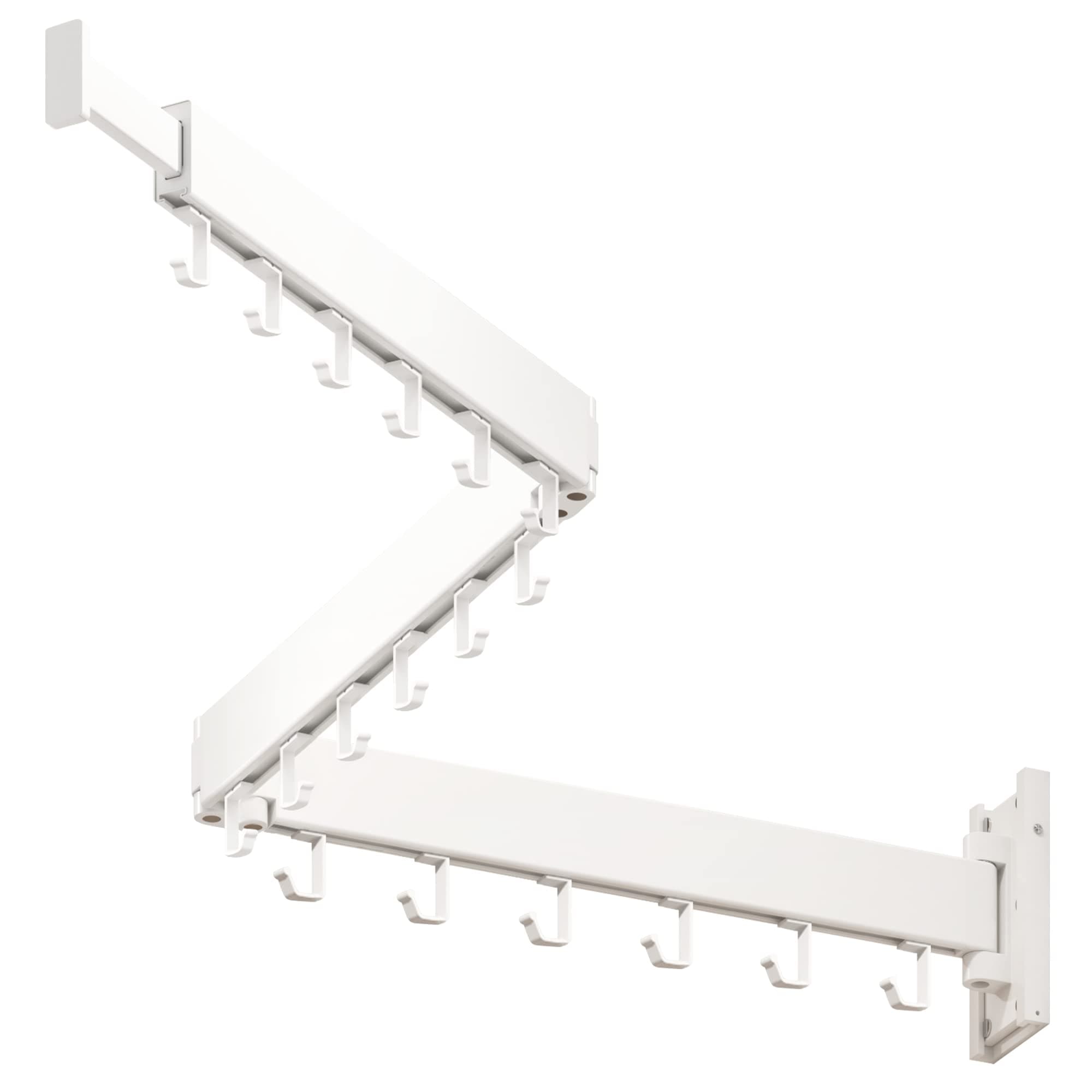 LIENAHU Wall Mounted Clothes Drying Rack, Collapsible, Folding, Retractable - Clothes Hanging Rack (Hooks, White)