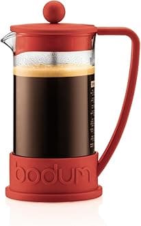 Bodum 34oz Brazil French Press Coffee Maker, High-Heat Borosilicate Glass, Red - Made in Portugal