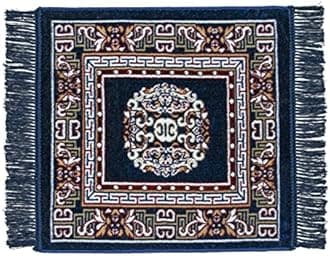 Enyra Prayer Aasan/Mat Traditional Design Velvet Aasan | Meditation Prayer Carpet Mat | Pooja Aasan Mat | Multipurpose Premium Velvet Rug Mat Pack of 2-Blue, Brown