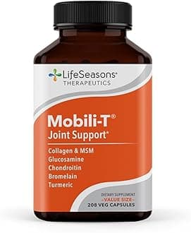 - Mobili-T - Joint Support Supplement - Reduces Aches & Discomforts - Increase Range of Motion - Rebuild Tissue & Cartilage - MSM Chondroitin Collagen Glucosamine & Turmeric - 208 Capsules