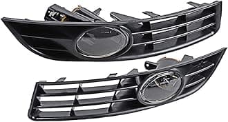 Set Front Bumper Grille and Fog Lamp with 55W 9006 Light Bulbs Compatible with Volkswagen VW Passat 3C B6 2006-2009