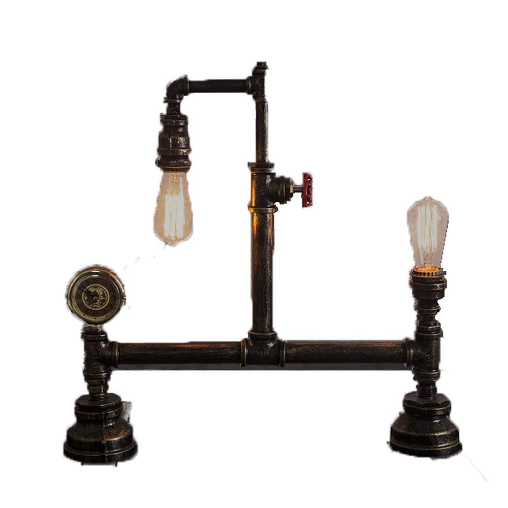 Water Pipe Table Lamp - Motent Industrial Rust Iron Table Light, Edison Industrial Retro Style Personality Water Pipe Light Bar Cafe Decoration Creative Personality Retro Table Lamp