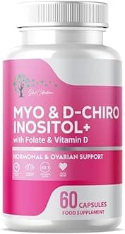 Inositol Supplement - Myo-Inositol and D-Chiro Inositol 60 Count with Folate & Vitamin D - Supports Hormonal Balance and Healthy Ovaries in Women - Vitamin B8-30 Day Supply