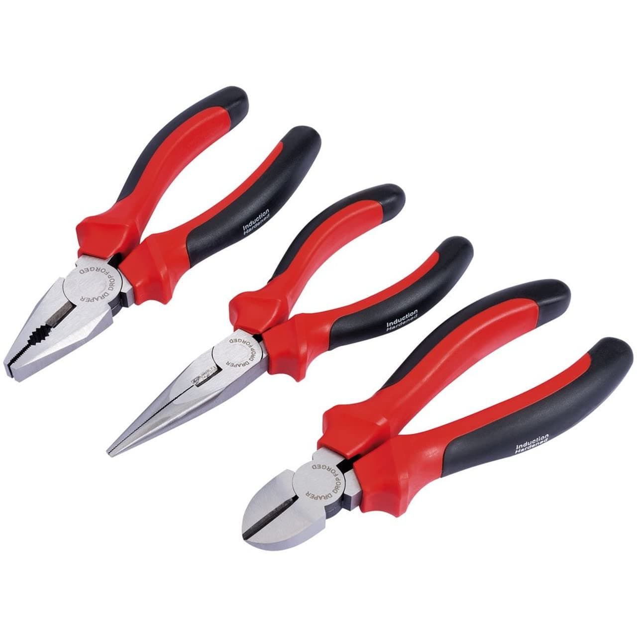 Redline® 3 Piece 160mm Plier Set | Soft Grip Hand Tools Kit | Carbon Steel Long Nose Pliers | Combination & Diagonal Side Cutters | Hardened Jaws & Cutting Edges | 68001