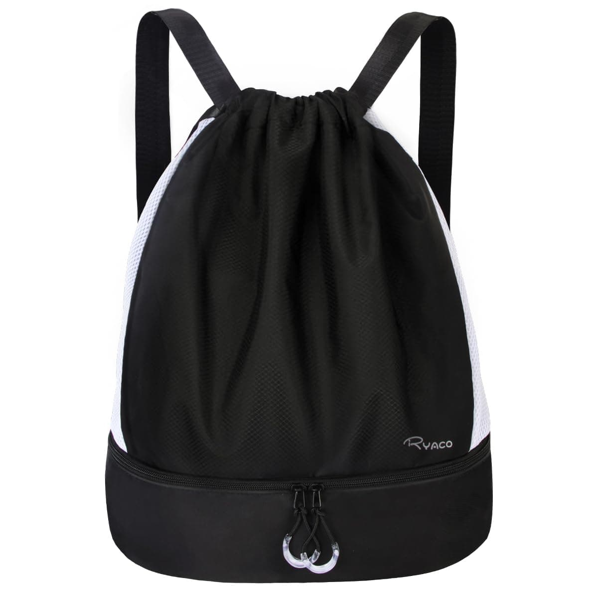 RyacoDrawstring Bags Drawstring Gym Bag Water-Resistant Sports Backpack, String Sackpack with Shoes Compartment Insided Separation Bag for Gym Sport School Swimming Beach