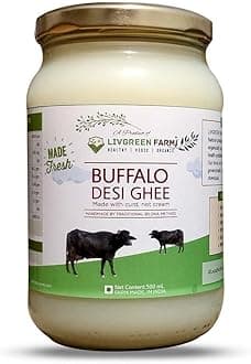LivGreen Farm Buffalo Bilona Ghee Made by Traditional Bilona Method -Rich Taste & Aroma (500 mL)
