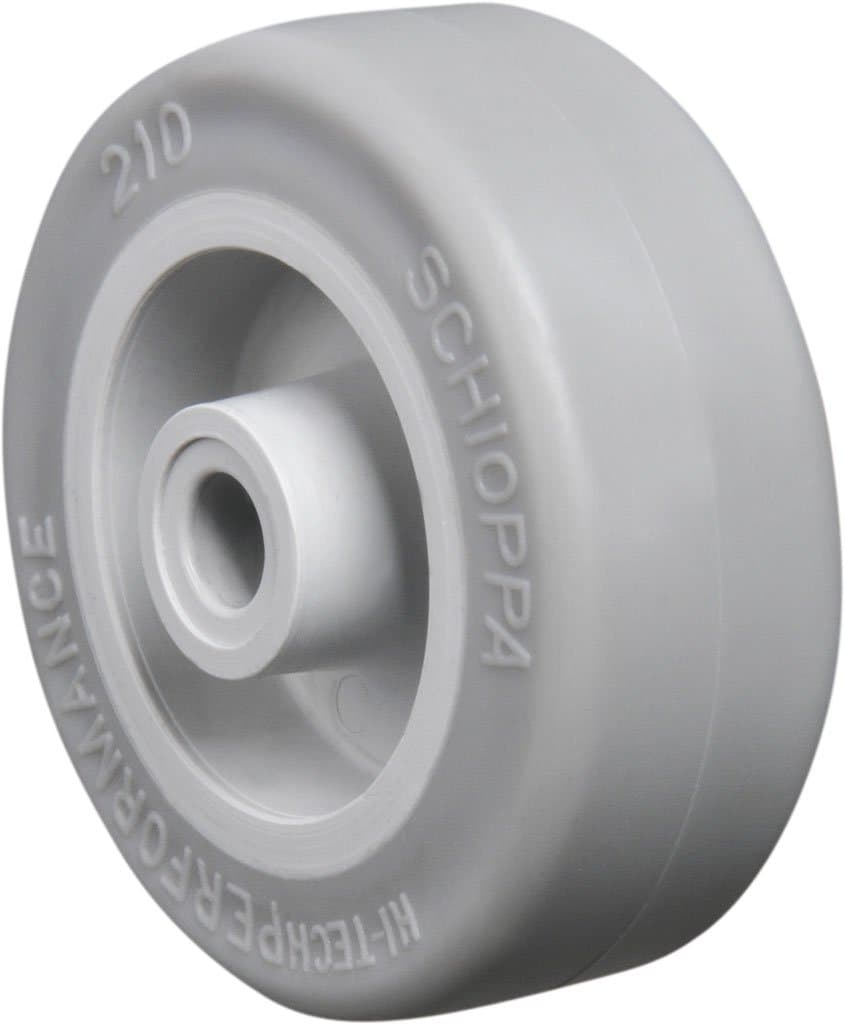 Schioppa R.210 SP 2" Diameter x 3/4" Width Extra Soft Thermoplastic Rubber Wheel, Flat Tread, Wheel Only, 1/4" Axle, Light Gray