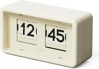 Newtro Flip Desk Clock, Retro Design Auto Flip Clock, Automatic Turning Vintage Flip, Battery Powered, AM/PM, Home Décor Ideal for Home Office School Hotel Café (Cream)