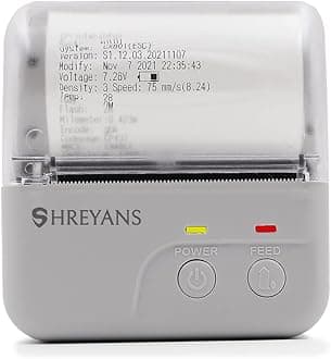 SHREYANS 80mm Thermal Receipt Rechargable Printer Portable Bluetooth + USB (White)