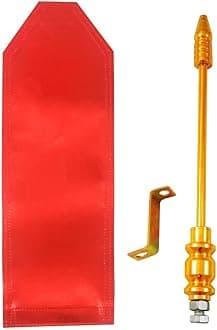 Golden Car Flag Rod with Bracket and Cover (Golden) for All Car Models/Judgement Rod/Corner Rod (Red)