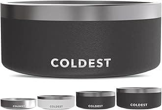 Coldest Dog Bowl - Anti Rust Metal, Non Slip, 3 Layers Insulated Stainless Steel Dog Bowls - Spill Proof & Heavy Duty - Water Bowl for Dogs, Cats & Pets, Dish Washer Safe (100 oz, Stealth Black)