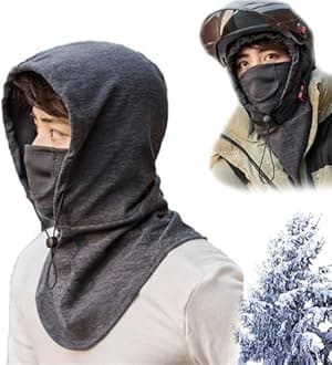 Cycling Cold Protection Mask, Cold Weather Fleece Ski Mask, Adjustable Warm Face Cover Hat Cap, Face Cover Scarf, Neck Warmer Scarf Helmet Hood for Men and Women, Grey