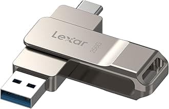 Lexar D40E 256GB Dual Drive USB 3.2 Gen 1 Type-C Jump Drive, USB-C Flash Drive Metal Housing Swivel Design Thumb Drive (LJDD40E256G-BNSNG)