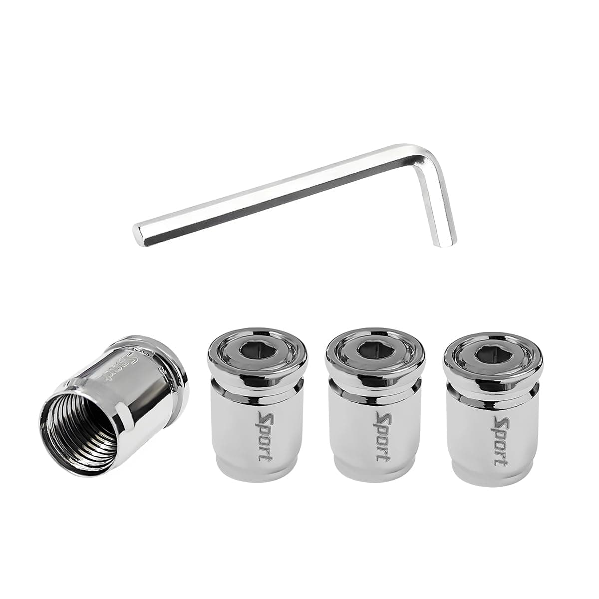 4 PCS Locking Car Tire Valve Stems Caps, Dustproof Auto Tire Valve Stem Cover with Rubber Seal, Anti-Theft Tyre Air Stems Cover for Cars, SUVs, Bicycles, Car Accessories (Silver)