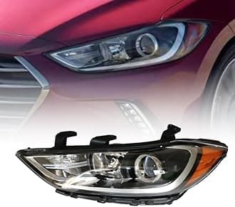 For 2017 2018 Hyundai Elantra SE | SEL | Value Edition Halogen Headlight Head Lamp Assembly Left Driver Side Black Housing Replaces 92101-F3000 92101F3000 HY2502206