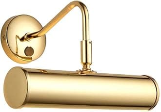 National Lighting Traditional Decorative Picture Light - Brass Finish LED Picture / Display Wall Lamp with Rocker Switch 230mm - Compatible with 6.2W LED E14 (Not Included)