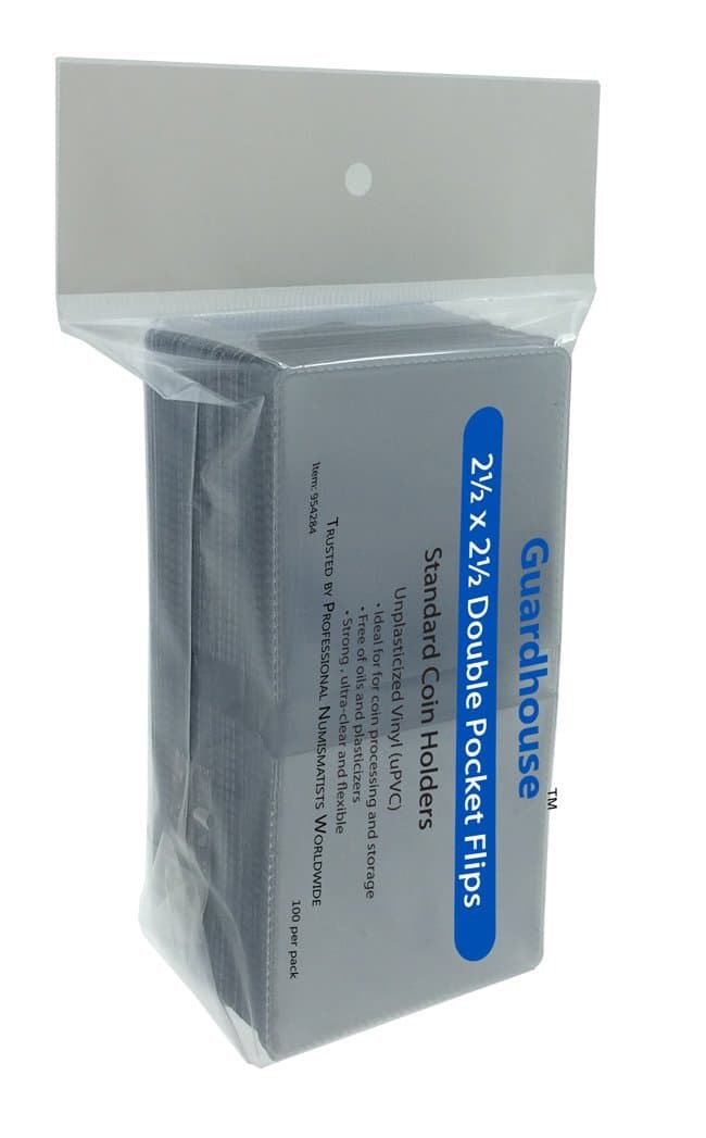 Guardhouse 2.5 x 2.5 Double-Pocket Unplasticized Coin Flips - Retail Pack of 100