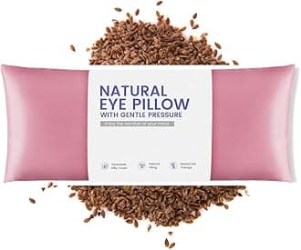 MEISENHOME Eye Pillow for Yoga, Relaxation, Sleeping, Microwavable Weighted Eye Mask Heated for Meditation, Dry Eyes, Moist Heat Hot & Cold Eye Compress with Aromatherapy, No Scent (Pink)