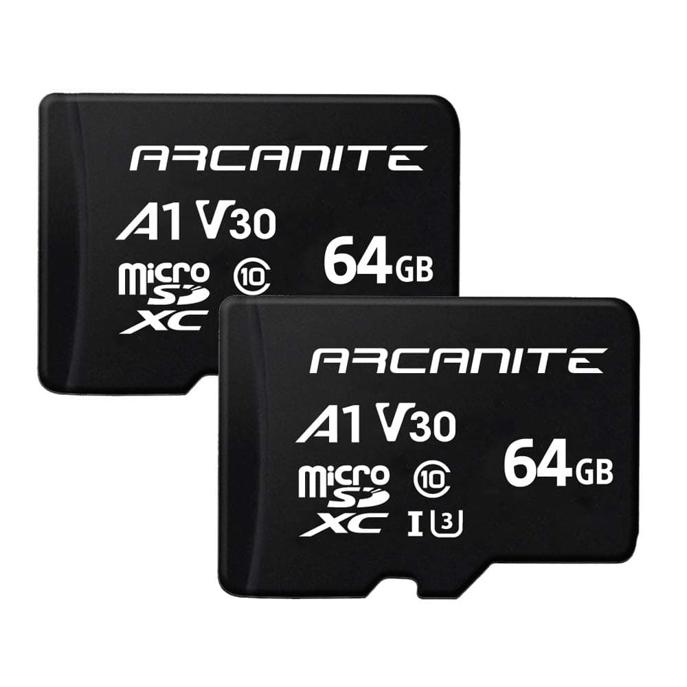 ARCANITE 2-Pack 64GB microSDXC Memory Card - A1, UHS-I U3, V30, 4K, C10, MicroSD, Optimal Read speeds up to 90 MB/s