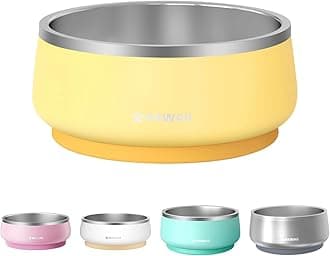 Pawaii Dog Bowl, 68 oz Double-Wall Stainless Steel Food and Water Bowl, Non-Slip Rubber Base, Dishwasher Safe, ID Tag Included, (1 Pack)