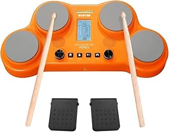 PD405 Electronic Drum Set 4 Velocity Sensitive Electric Drum Pads With 163 Sounds, Built-in Speaker, Pedals, Drum Sticks, Christmas Gift