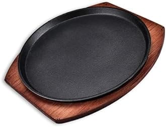 Skillet with Cast Iron Round Home Restaurant Rotisserie ((Plate + Iron) 27cm)