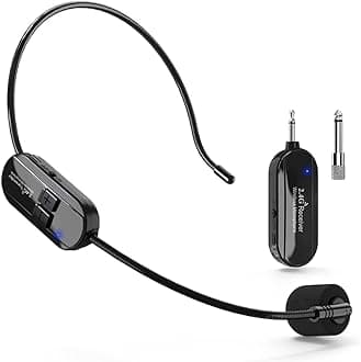 Wireless Microphone Headset, 2.4GHz, 160ft Range, Dual Type-C Charging, 3D Stage Reverb Effects, Compatible with 6.35mm & 3.5mm Jacks