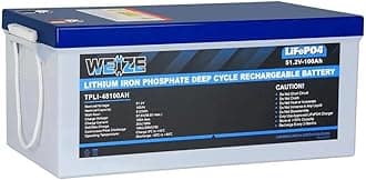 WEIZE 48V 100Ah LiFePO4 Lithium Battery, Built-in 100A BMS, Up to 8000 Cycles Rechargeable Battery Perfect for RV, Solar System, Marine, and Off Grid Applications