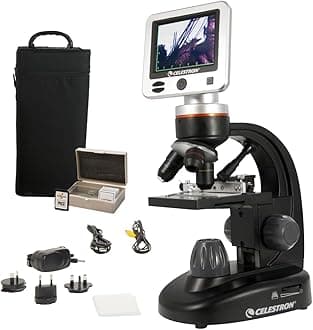 LCD Digital Microscope II – 3.5" Screen – 5MP Camera – 40x–1600x Magnification – Rotating Head – SD Card Included – TV Output – Ideal for Slides, Labs, Classrooms, Biology, Education