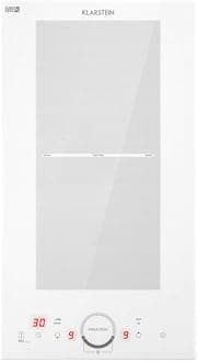 Klarstein Delicatessa Slim Domino Induction Cooker, Flex Zone Technology, Self-Sufficient, Built-in Hob, 29 cm, 2 Zones, 3500 Watt, Booster, Pot Detection, Timer, Sensor Touch, Glass Ceramic, White