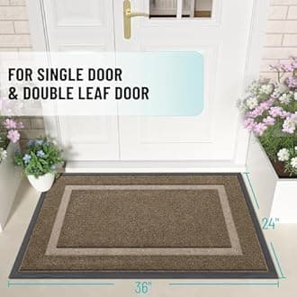OLANLY Front Door Mat Indoor Outdoor Entrance, Waterproof All-Season, All-Weather Doormat, Sturdy Natural Rubber, Fade Resistant, Low Profile, Easy Clean Patio Porch Entryway Mat, 36x24, Brown