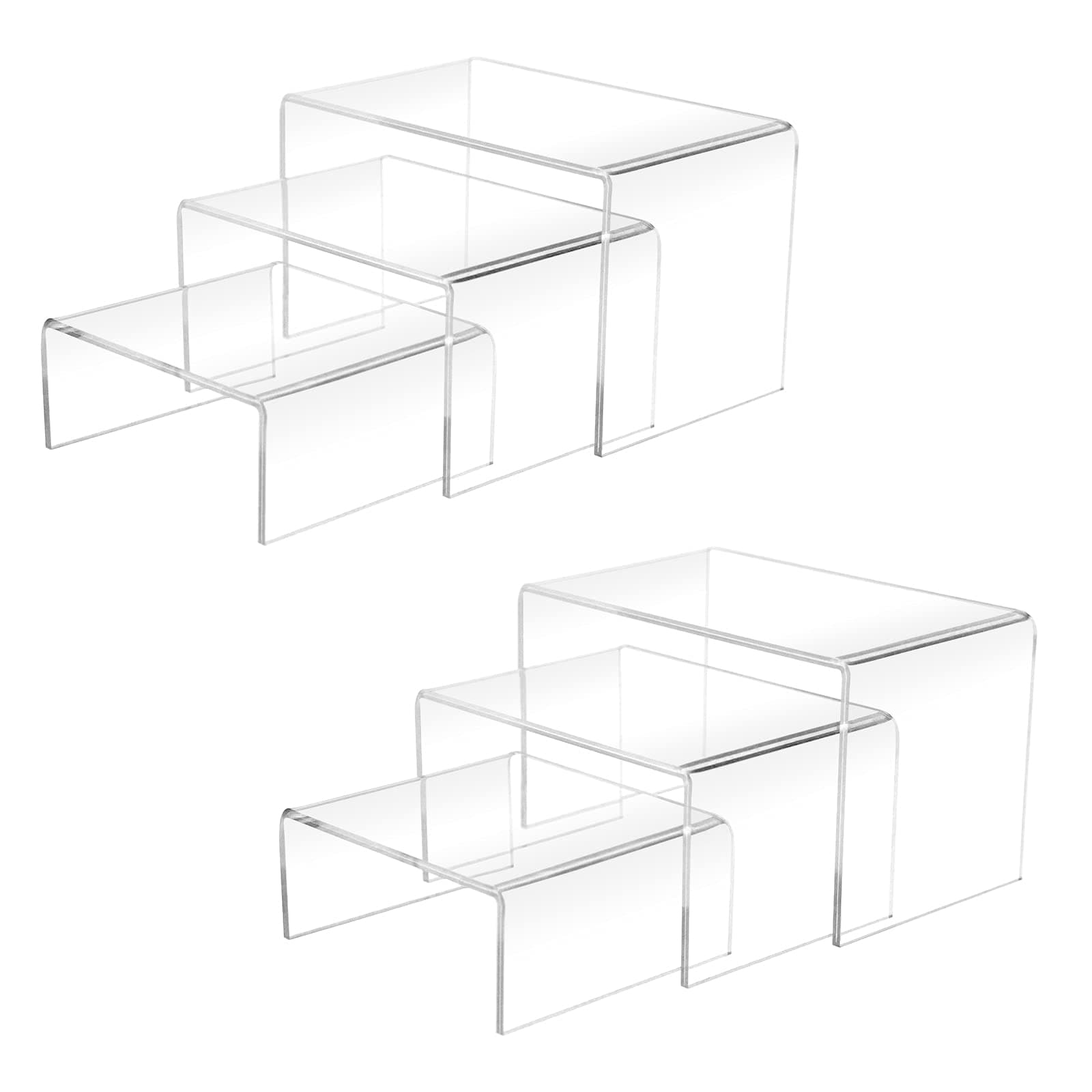Cerpourt 2 Sets Acrylic Display Risers(3",4",5") Clear Product Stand,Cupcakes Holder Dessert Transparent Showcase Stands, Candy Bar Risers, Lifts for Figures