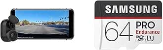 Garmin 010-02062-00 Dash Cam Mini, Car Key-Sized Dash Cam, 140-Degree Wide-Angle Lens, Captures 1080P HD Footage & Samsung PRO Endurance 64GB 100MB/s (U1) MicroSDXC Memory Card with Adapter  Garmin Dash Cam 47, 1080p and 140-degree FOV, Monitor Your Vehicle While Away w/ New Connected Features, Voice Control, Compact and Discreet, Includes Memory Card  Garmin Dash Cam Tandem, Front and Rear Dual-lens Dash Camera With Interior Night Vision, Two 180-degree Lenses, Front-Facing Lens with 1440p, Interior-Facing Lens with 720p