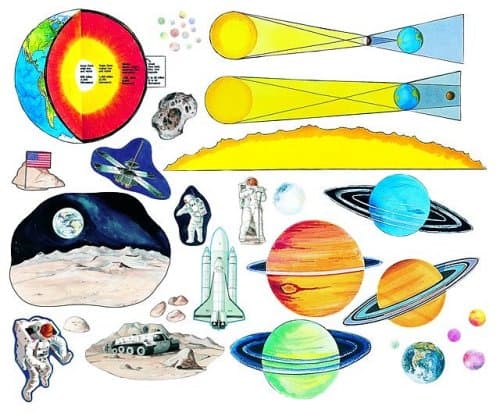 Solar System Set w/astronauts Pre-Cut Flannelboard Figure Set with Activity Sheets