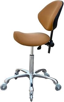 Adjustable Saddle Stool Chairs with Back Support Ergonomic for Medical Clinic Studio Salon Office and Home (Camel)