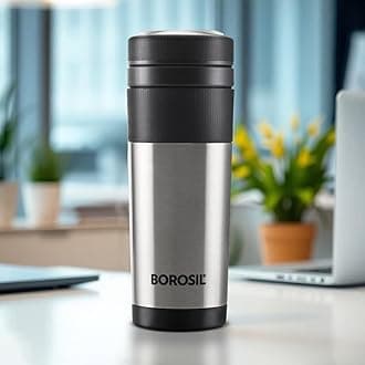 Borosil Vacuum Insulated Double Wall Travelmate Mug|Coffee Mug|Tea Mug|Thermos|Flask|PortableOffice|Outdoor|Reusable|Leak Proof, Silver, 350Ml