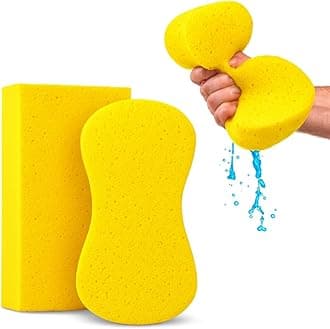 Multi-Purpose Sponges for Cleaning - Yellow 2 Pack, Large Sponges for Car Washing, Tile & Grout, All Purpose Cleaning