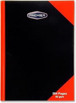 Premier Stationery A4 Hardcover Notebook. 384 Pages., Black/Red, S2872415