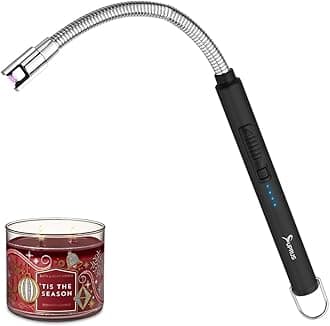 – SUPRUS Candle Rechargeable Electric Arc Lighter Stainless Steel Housing & Hanging Hook with 360° Flexible Neck (Black)