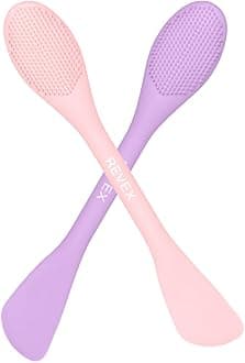 REVEX Pore Cleaning Brush,Face Scrubber,Exfoliating Pore Scrubber,2Pcs Silicone Face Mask Applicator,Mask Applicator Tool for Facial Mud,Face Brush for Women Men.(Pink+PurPle)