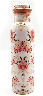 Traveller's Copper Water Bottle 100% Pure Copper Water Bottle Joint Free Leak Proof -Ayurveda Health Benefits Copper Stylish Bottle 900 ML (Design 06)