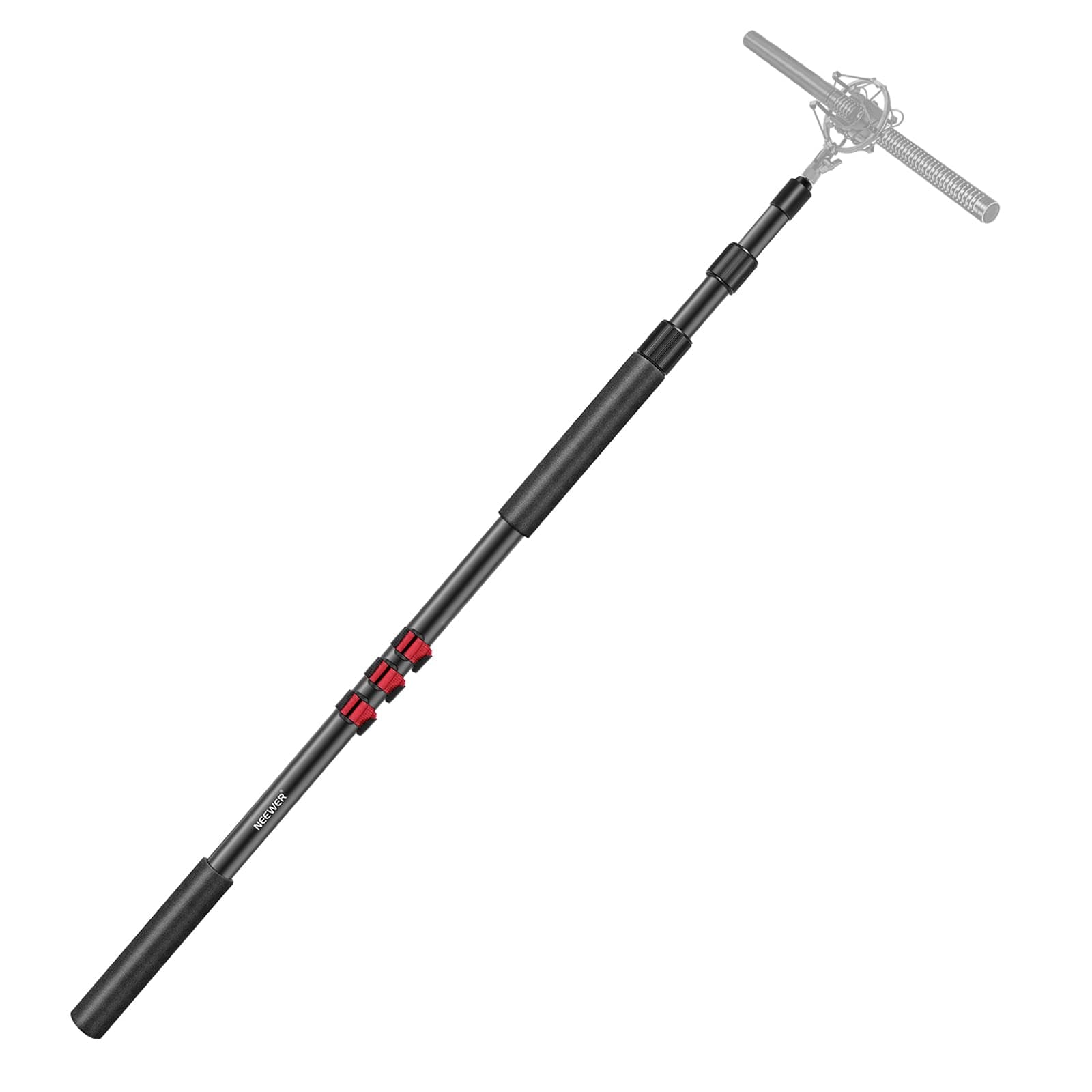 NW-7000 Microphone Boom Arm, 3 Section Extendable Handheld Mic Arm with 3/8" & 3/8" to 5/8" Screw Adapter, 3ft to 8ft Adjustable Length,Auxiliary
