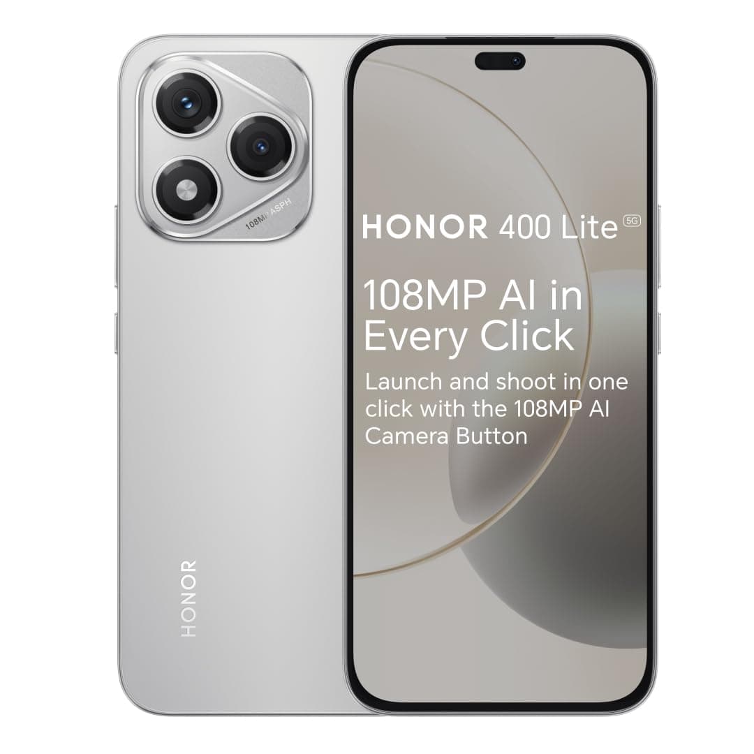HONOR 400 Lite Unlocked 5G Android AI Smartphone, AI Camera Button,108MP Camera,8GB+256GB Storage,Water Resistance,Velvet Gray (International Version)