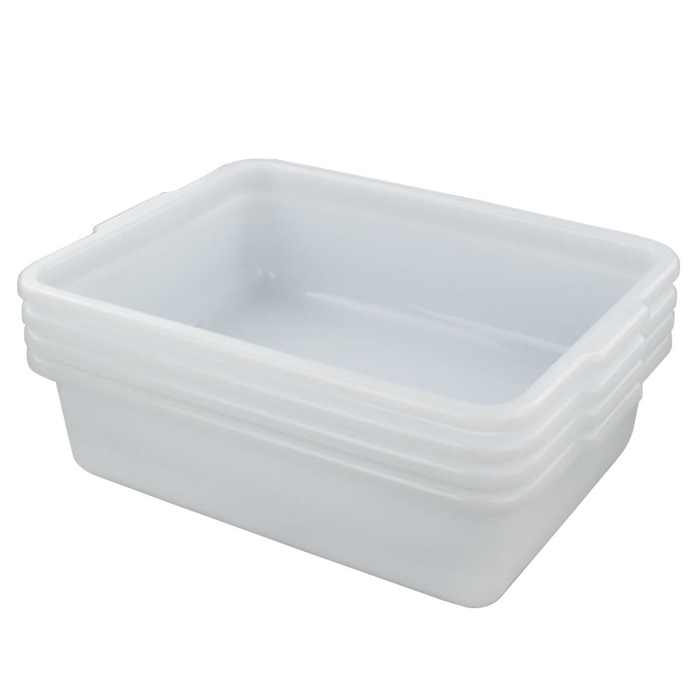 8 L White Small Bus Tub/Box, Small Rectangle Wash Basins, 4-Pack